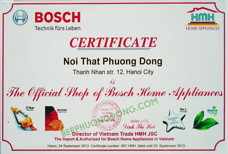 Chứng nhận Bosch